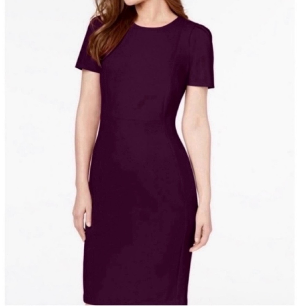 🩷 NWT! Pink CALVIN KLEIN Puff Sleeve Sheath Dress - Size 10 - Picture 3 of 9